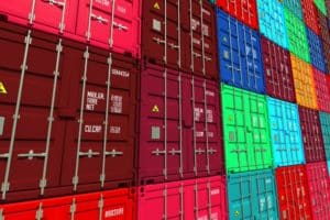 bright colourful storage containers stacked